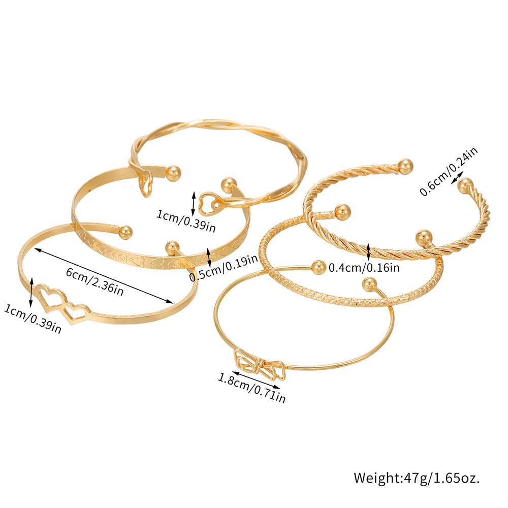 Butterfly Heart Iron Plated Bracelet Set for Women and Men