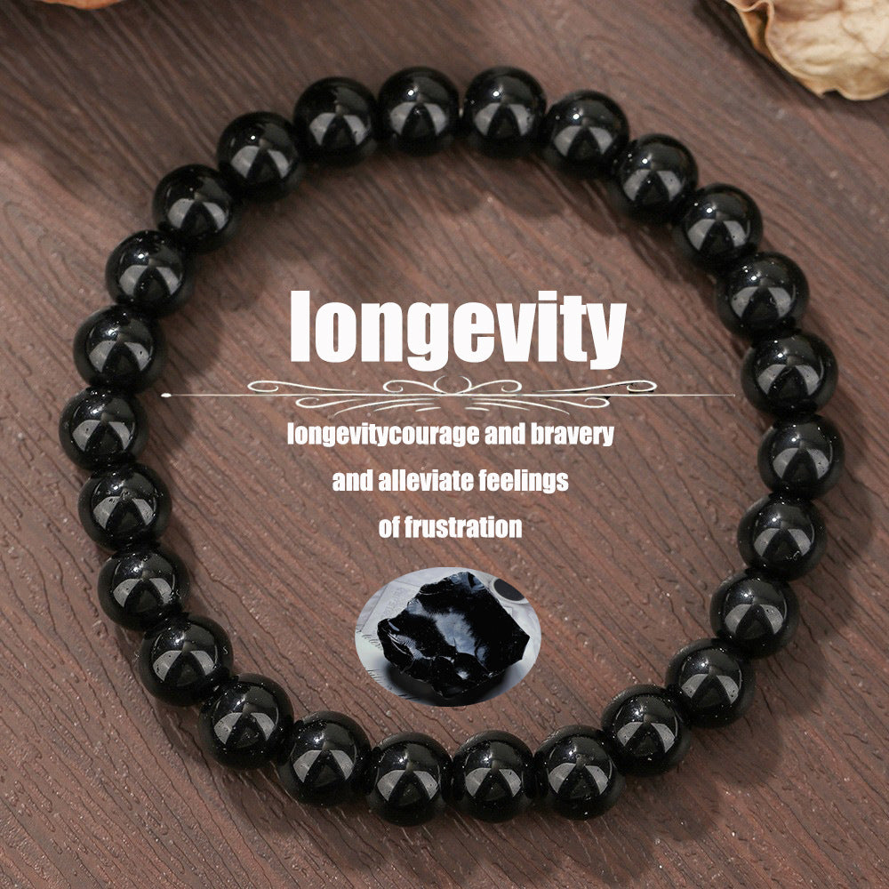 Natural Gemstone Geometric Round Beaded Bracelet Unisex