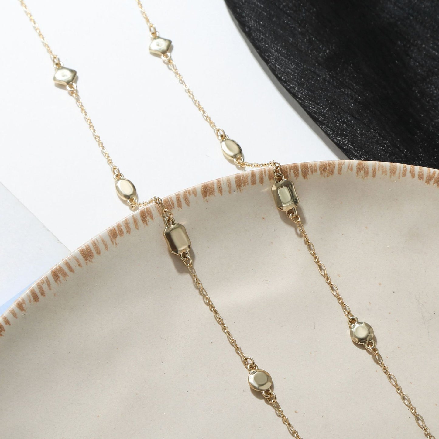 Casual Geometric Alloy Ball Chain Necklace