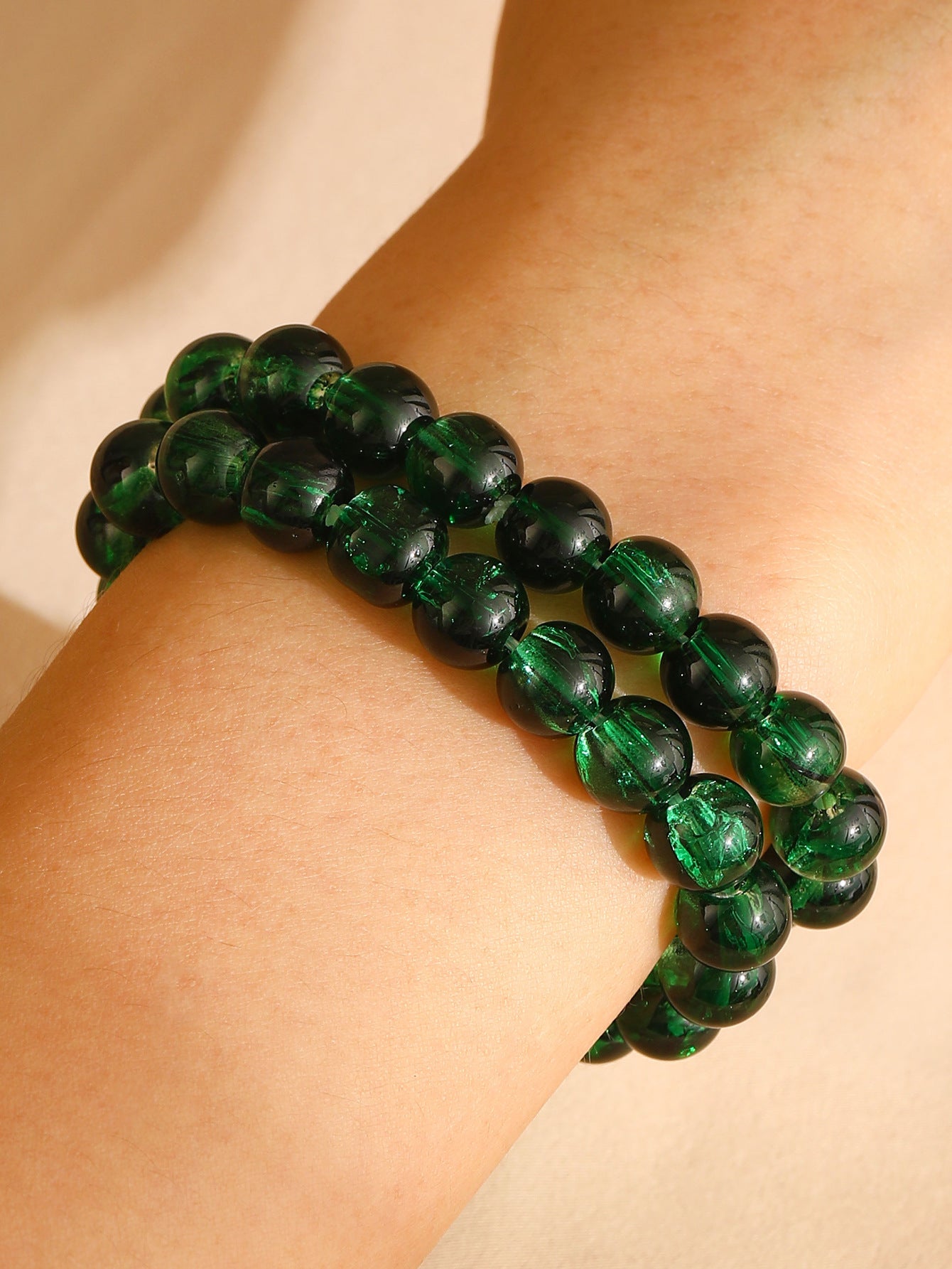 Pulsera redonda minimalista de cuentas para mujer con cuentas de cristal artificial Colección de Navidad Joyería navideña