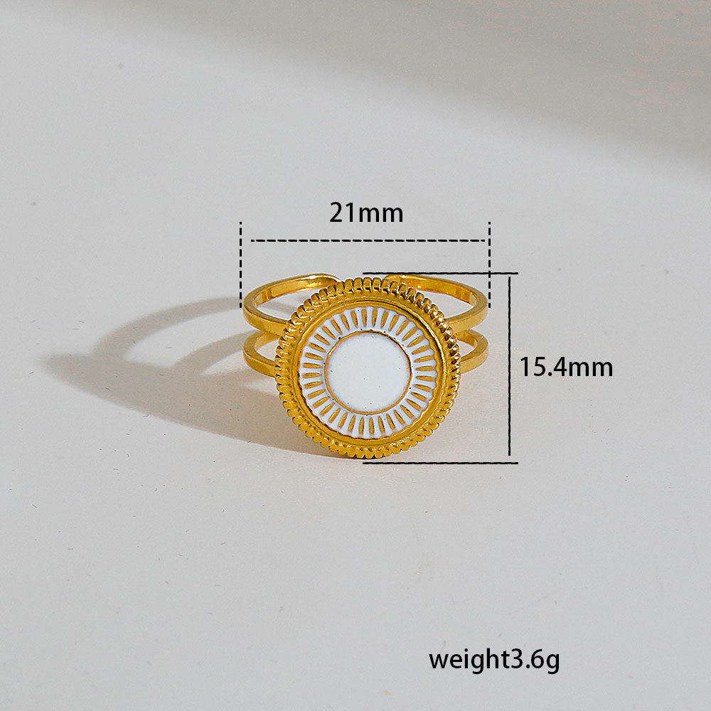 Anillo Minimalista Geométrico de Acero de Titanio para Mujeres y Hombres con Acabado Esmaltado y Banda Ajustable