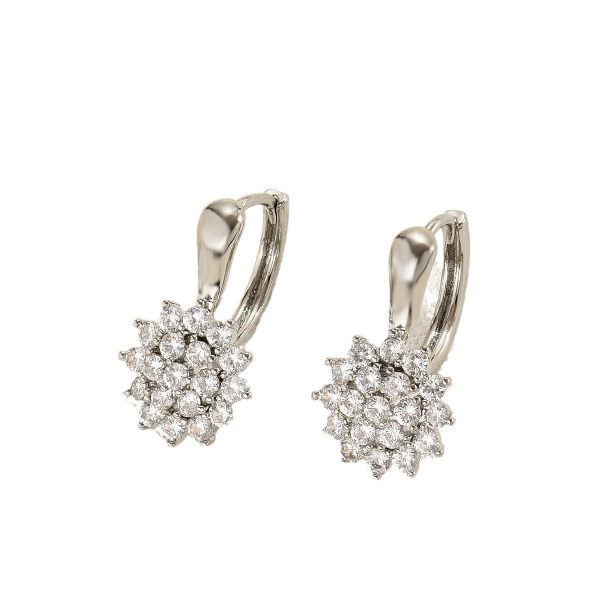 Minimalist Snowflake-Shaped Zircon-Set Copper Earrings for Women with Stainless Steel Posts