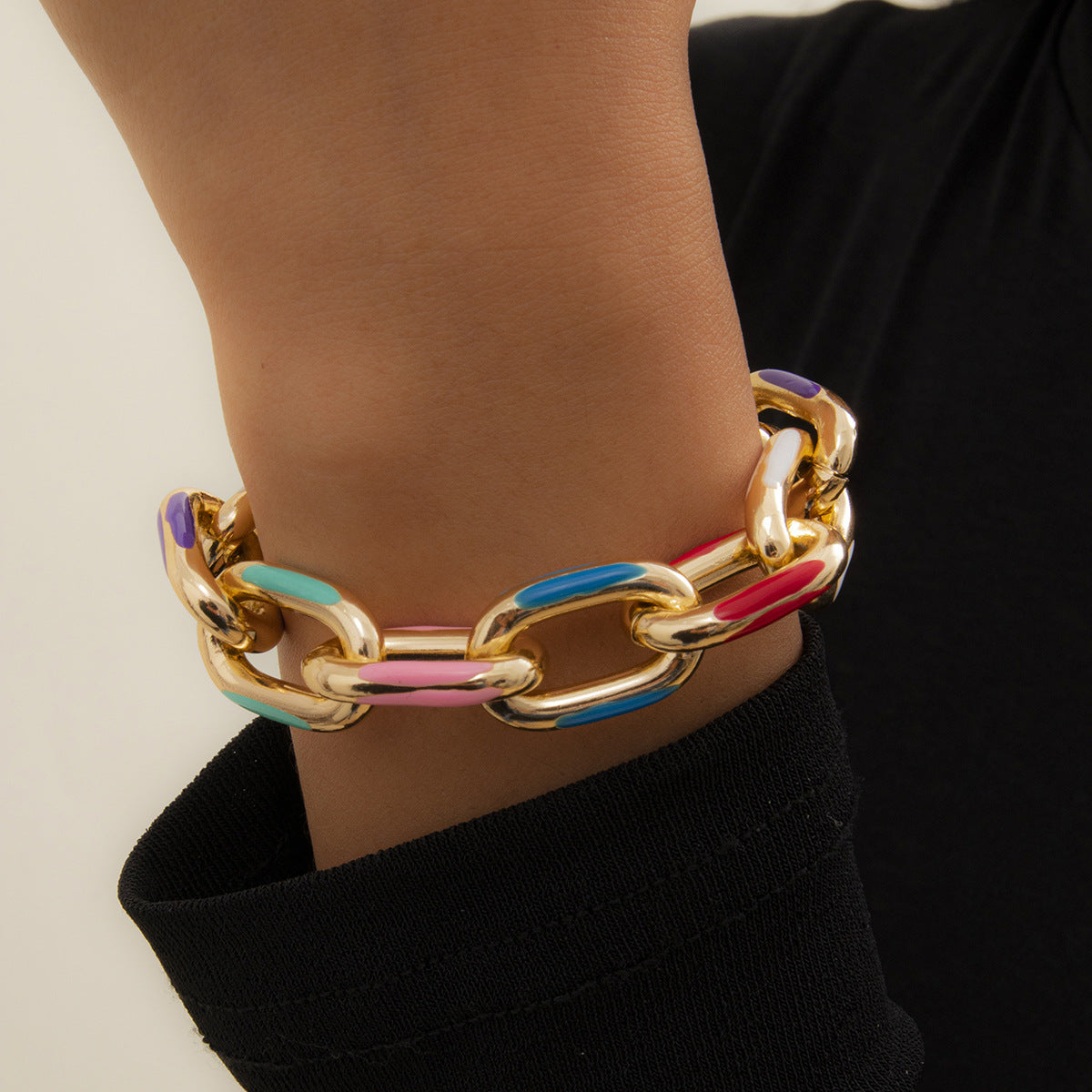 Streetwear Geometric Aluminum Alloy Drip Oil Plated Bracelet