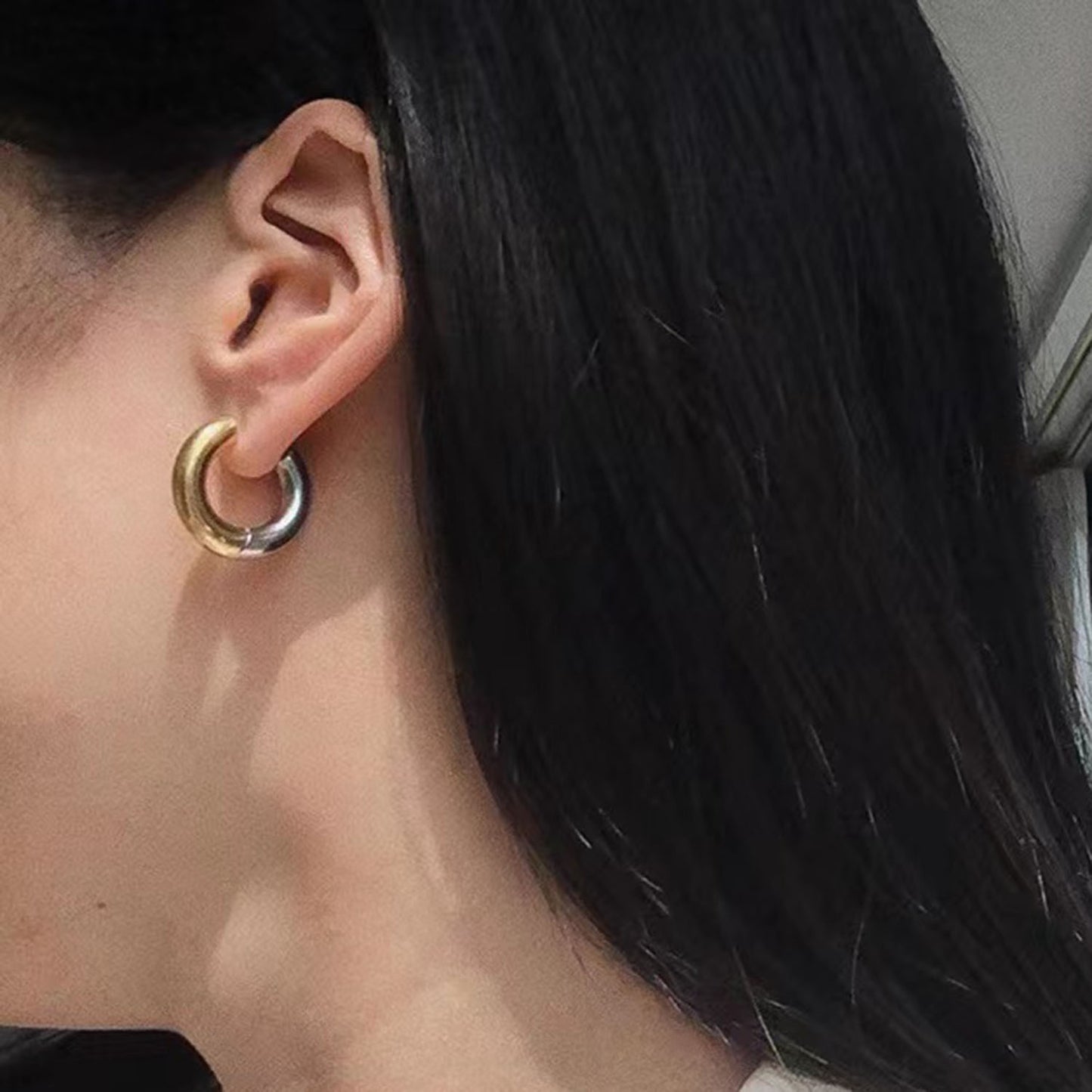 Fashionable Geometric 18K Gold Plated Stainless Steel Irregular Earrings for Women