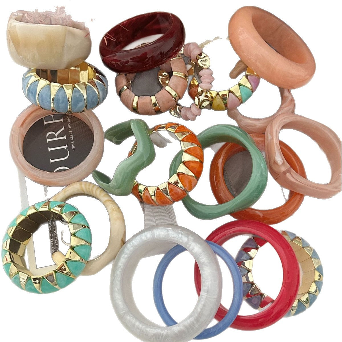 Pulsera de acrílico pulido geométrico para mujer