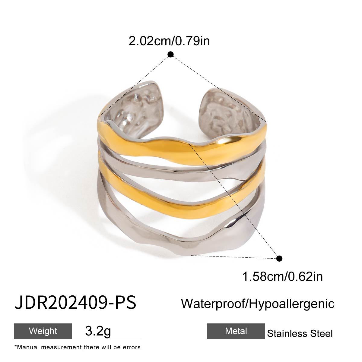 Geometric Plated Stainless Steel Ring for Women
