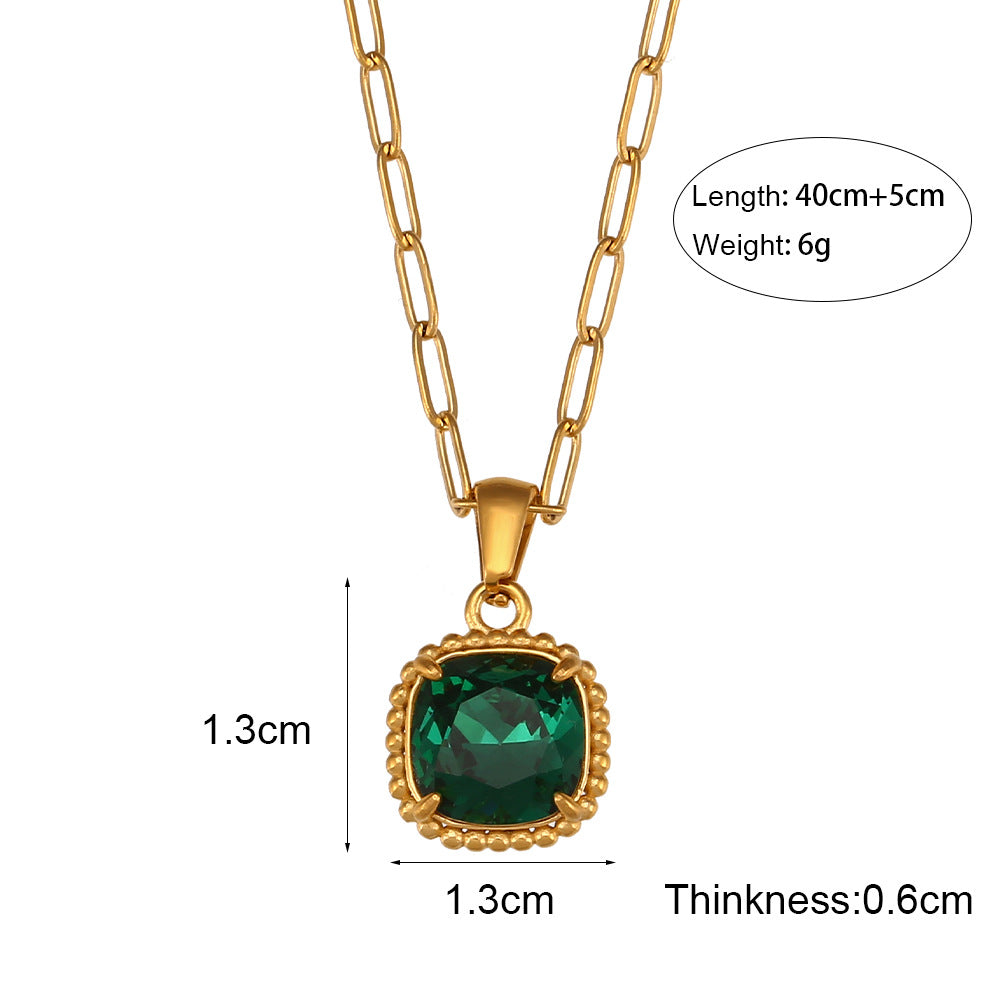 Collana con Pendente Geometrico in Acciaio Inossidabile Stile Retrò con Finitura Placcata da Donna