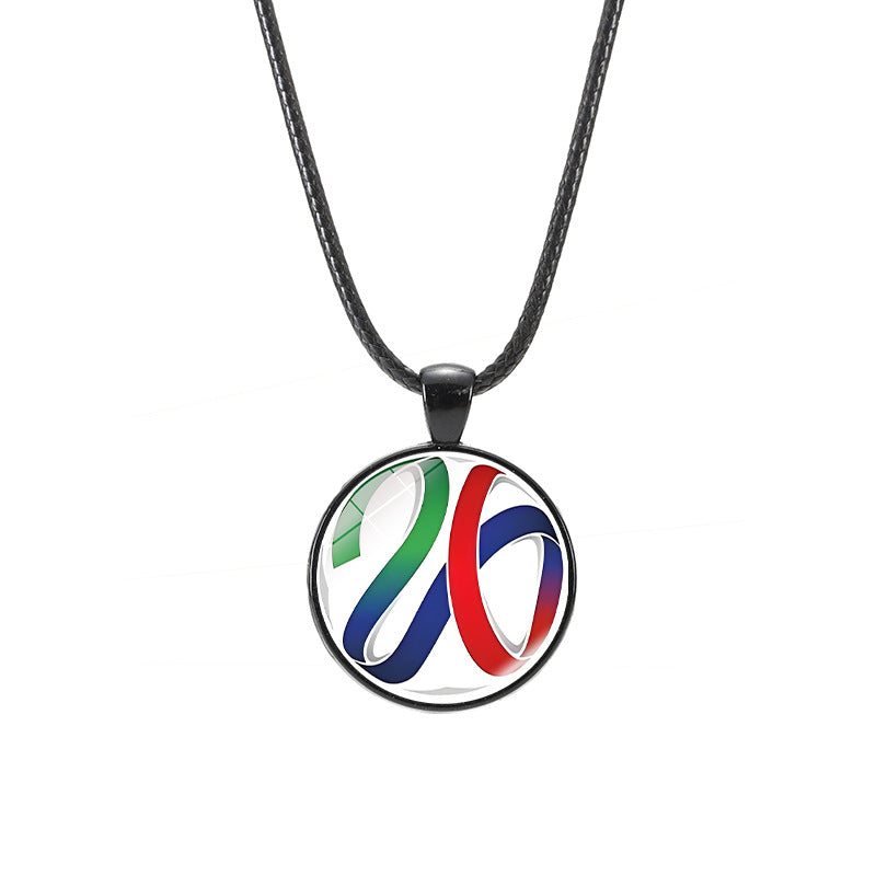 Sporty Geometric Crystal Alloy Pendant Necklace Unisex Casual Leather Cord