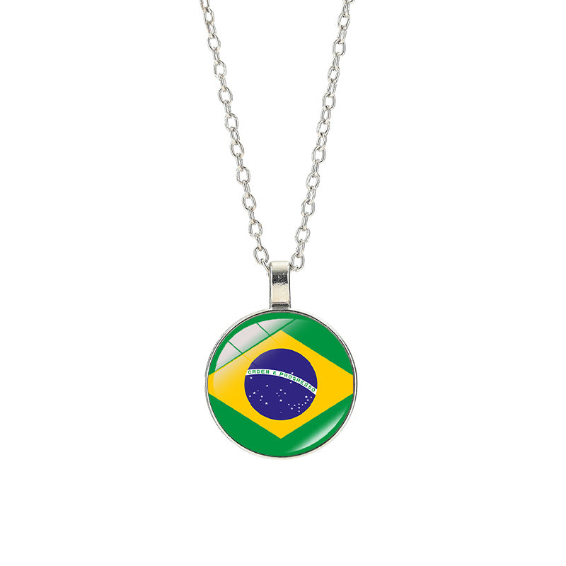 Sporty Geometric Alloy Plated Necklace with Crystal Pendant Unisex Cable Chain