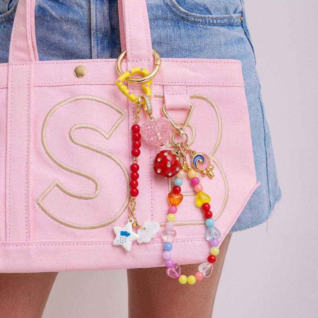 Minimalist Striped Round Alloy Plated Keychain Charm Bar for Women