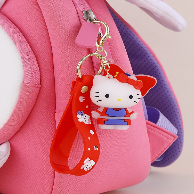 Llavero Colgante Gato de Dibujos Animados Accesorio de Silicona con Acabado Chapado para Bolsos y Llaves