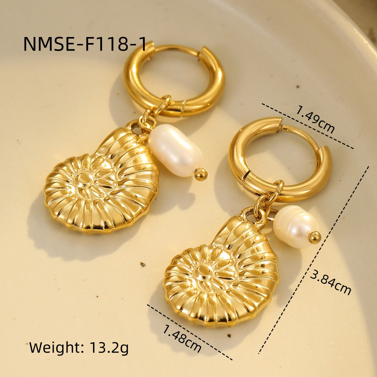 Pendientes de acero inoxidable de moda con forma de estrella de mar y coral con acabado chapado para mujer