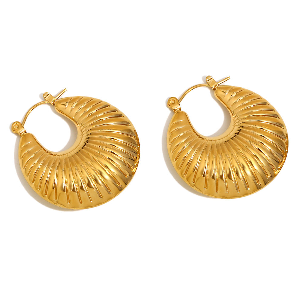 Minimalist Geometric Stainless Steel Plated 18K Gold Hollow Ram Horn Shape Earrings for Women