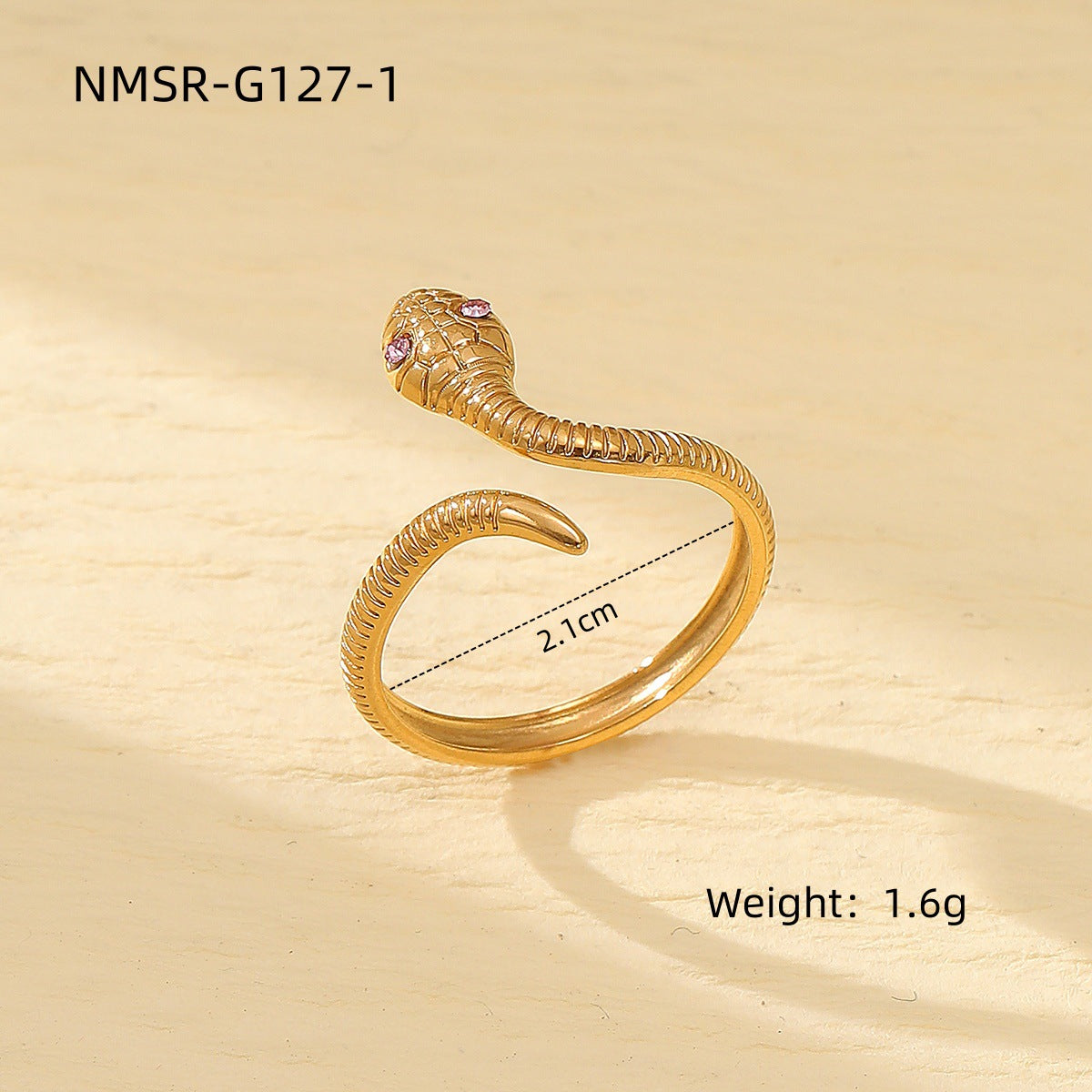 Anillo de acero titanio en forma de serpiente, estilo vintage de lujo ligero para mujer con acabado chapado