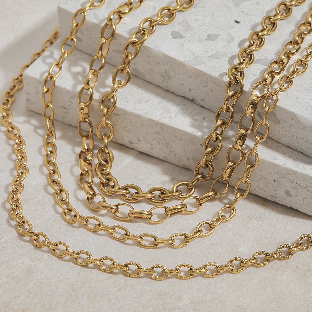 Minimalist 18K Gold Plated Geometric Titanium Steel Pendant Necklace for Women