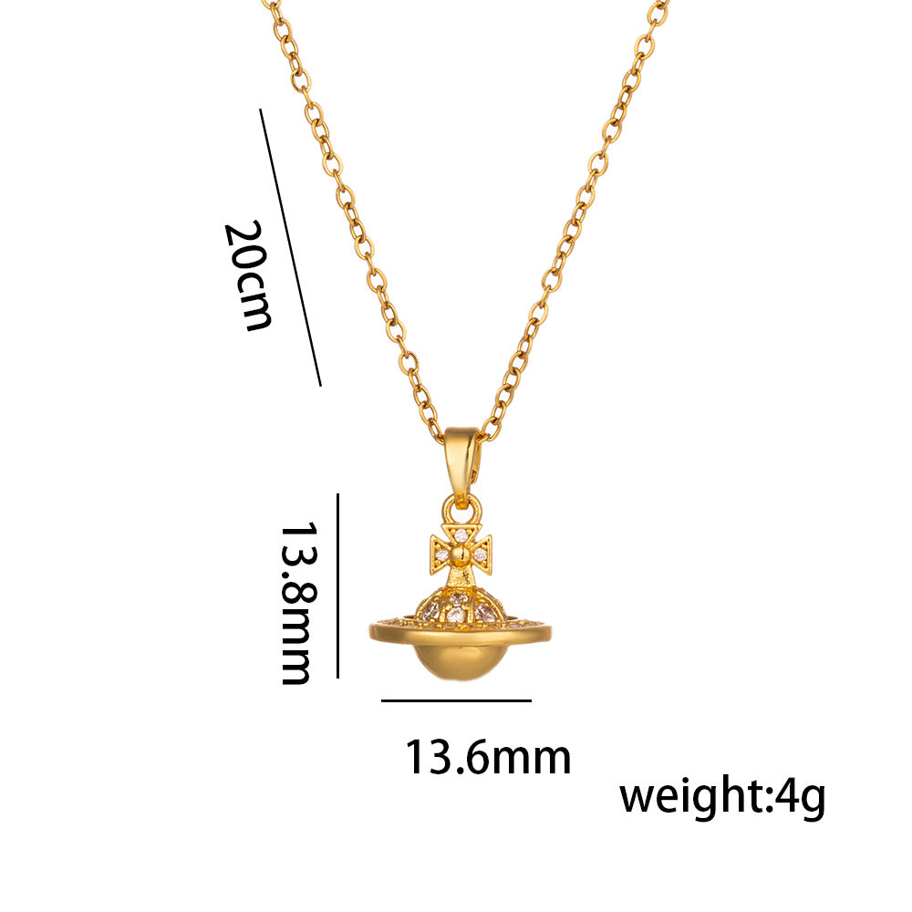 Minimalist Star-Shaped Titanium Steel Necklace with Rhinestone Inlay for Women, O-Chain, Lightweight Luxury Pendant Jewelry