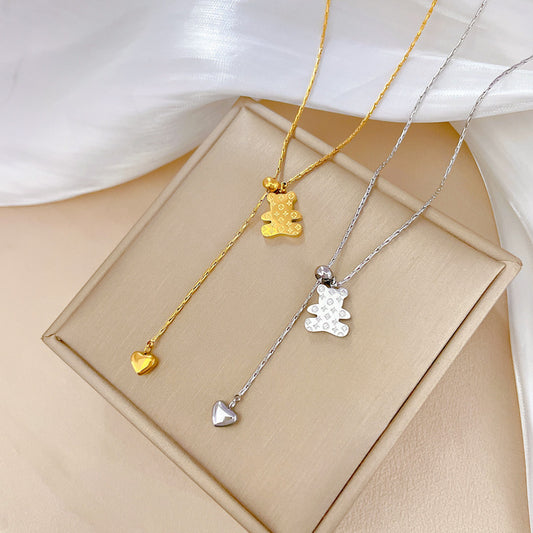 Minimalist Heart-Shaped Titanium Steel Plated Necklace for Women and Men with Geometric Pendant