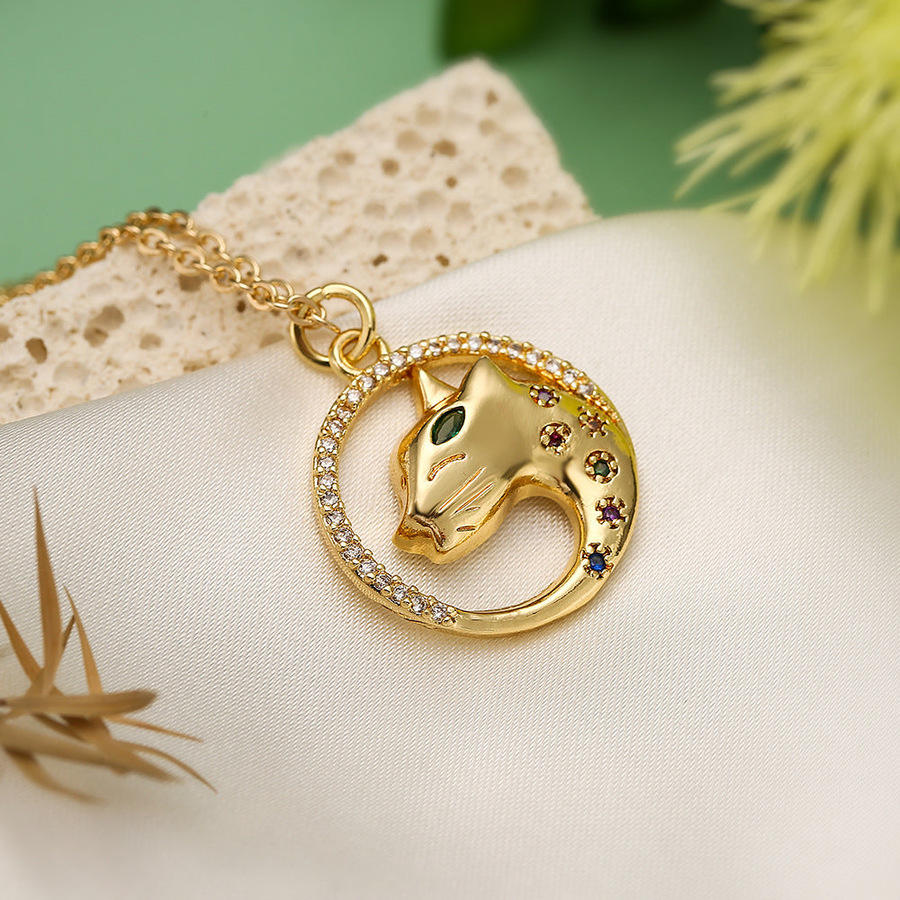 Minimalist Animal-Shaped Copper Necklace with Zircon Inlay for Women