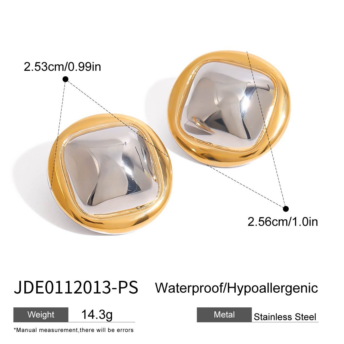 Orecchini da donna in acciaio inossidabile placcato con design geometrico quadrato minimalista