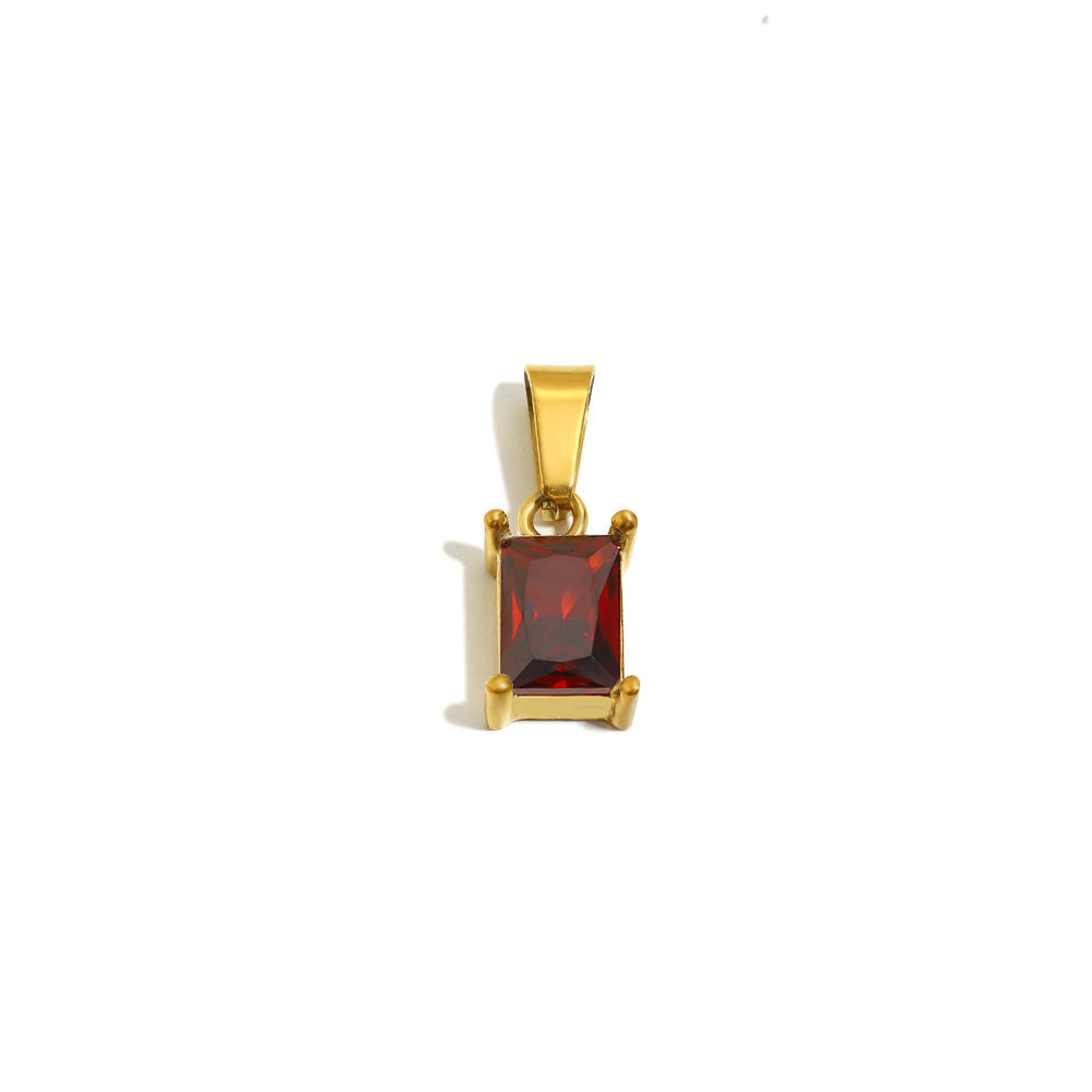 Colgante Minimalista Geométrico de Zirconia Rectangular para Mujer, Acero Inoxidable con Baño de Oro de 18K