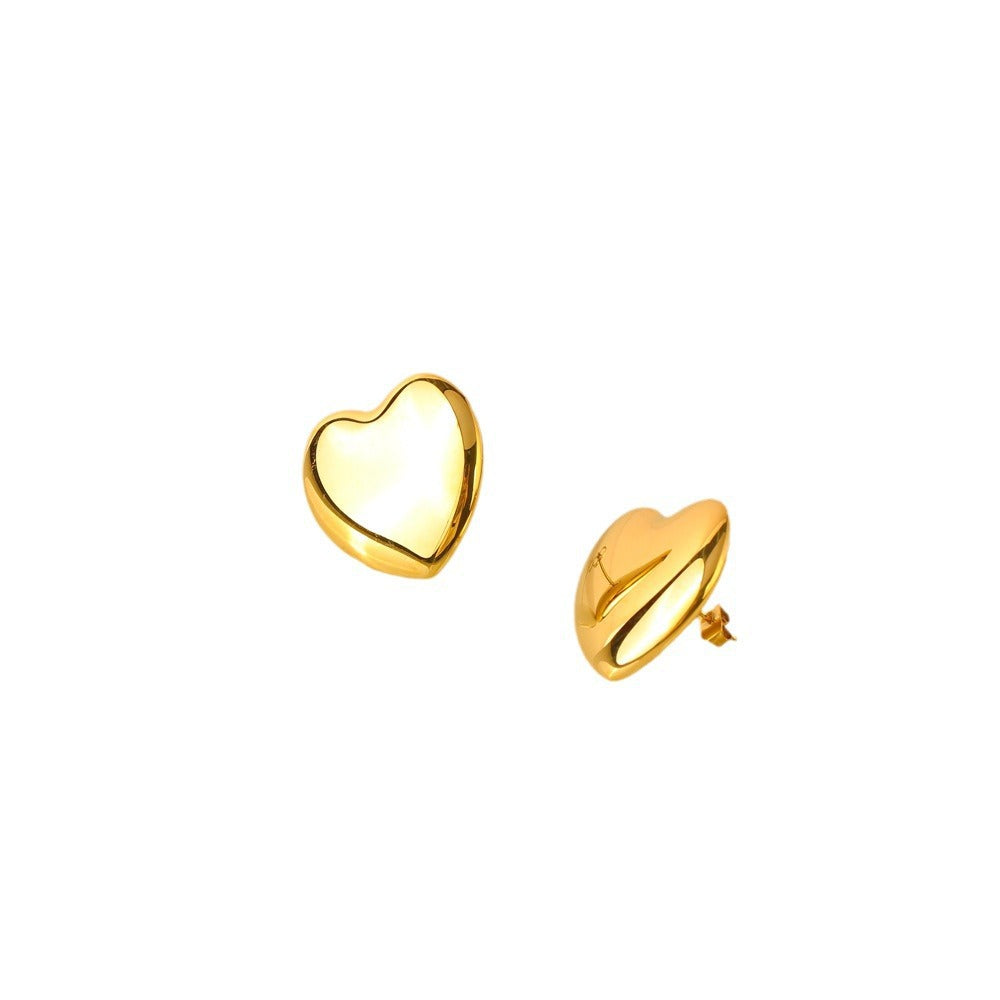Elegantes pendientes de acero inoxidable con forma de corazón para mujer con acabado chapado