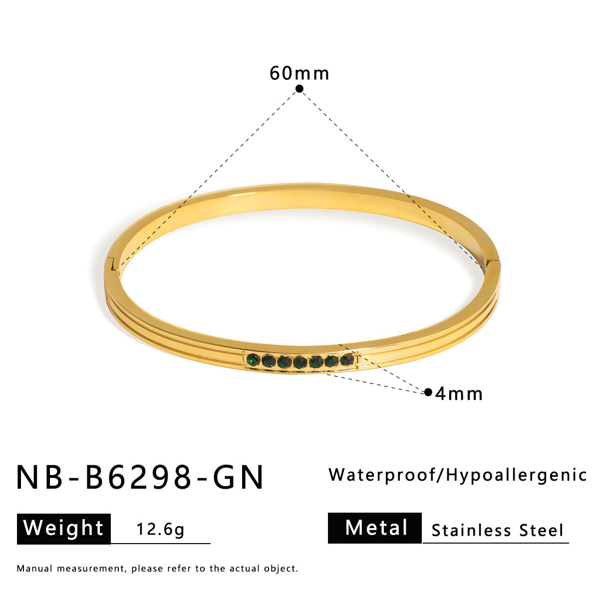 Bracciale Minimalista Geometrico in Acciaio Inossidabile Placcato con Strass Colorati, Chiusura a Scatto Ipoallergenica, Gioielli Lussuosi per Tutti i Giorni