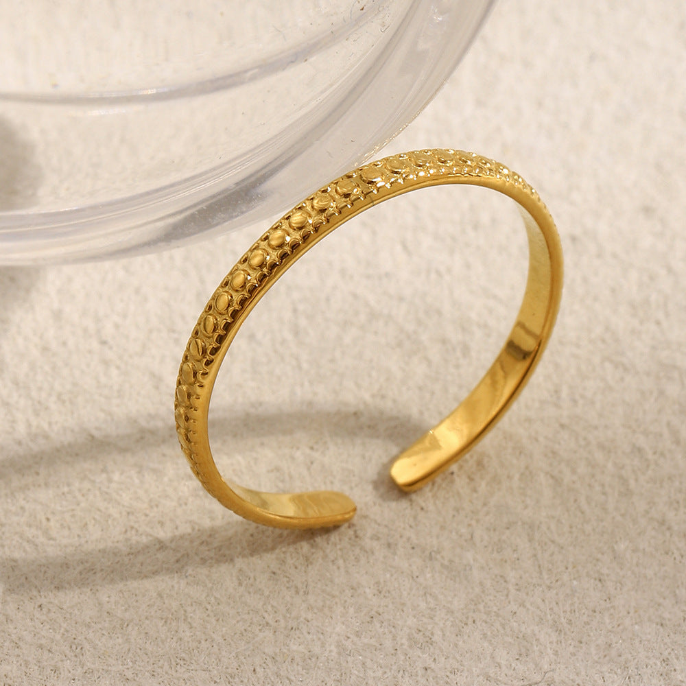 Minimalist Geometric Stainless Steel Ring with 18K Gold Plating for Women