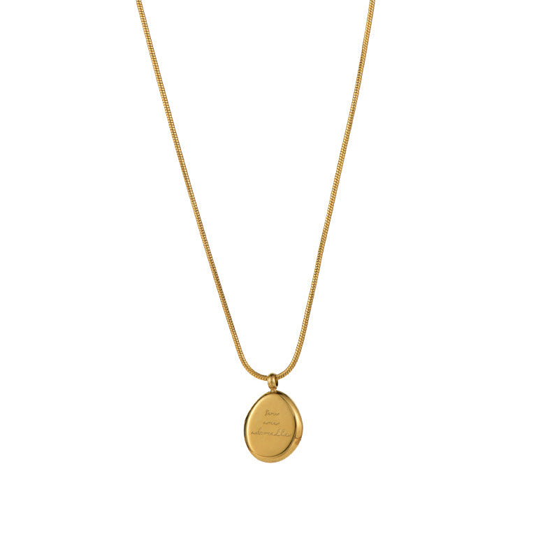 Minimalist 18K Gold Plated Geometric Letter Pendant Necklace Titanium Steel Snake Chain for Women