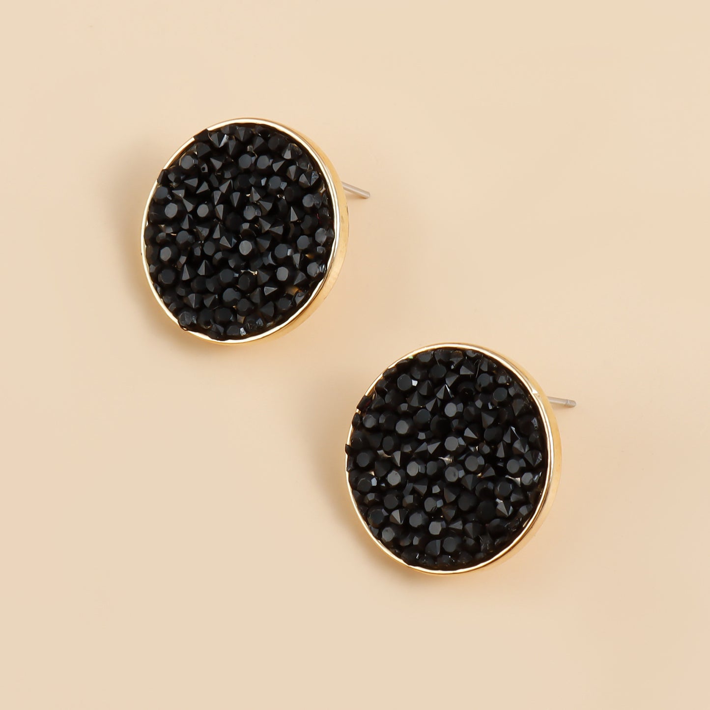 Vintage Geometric Round Stud Earrings in Alloy with Electroplated Finish for Women