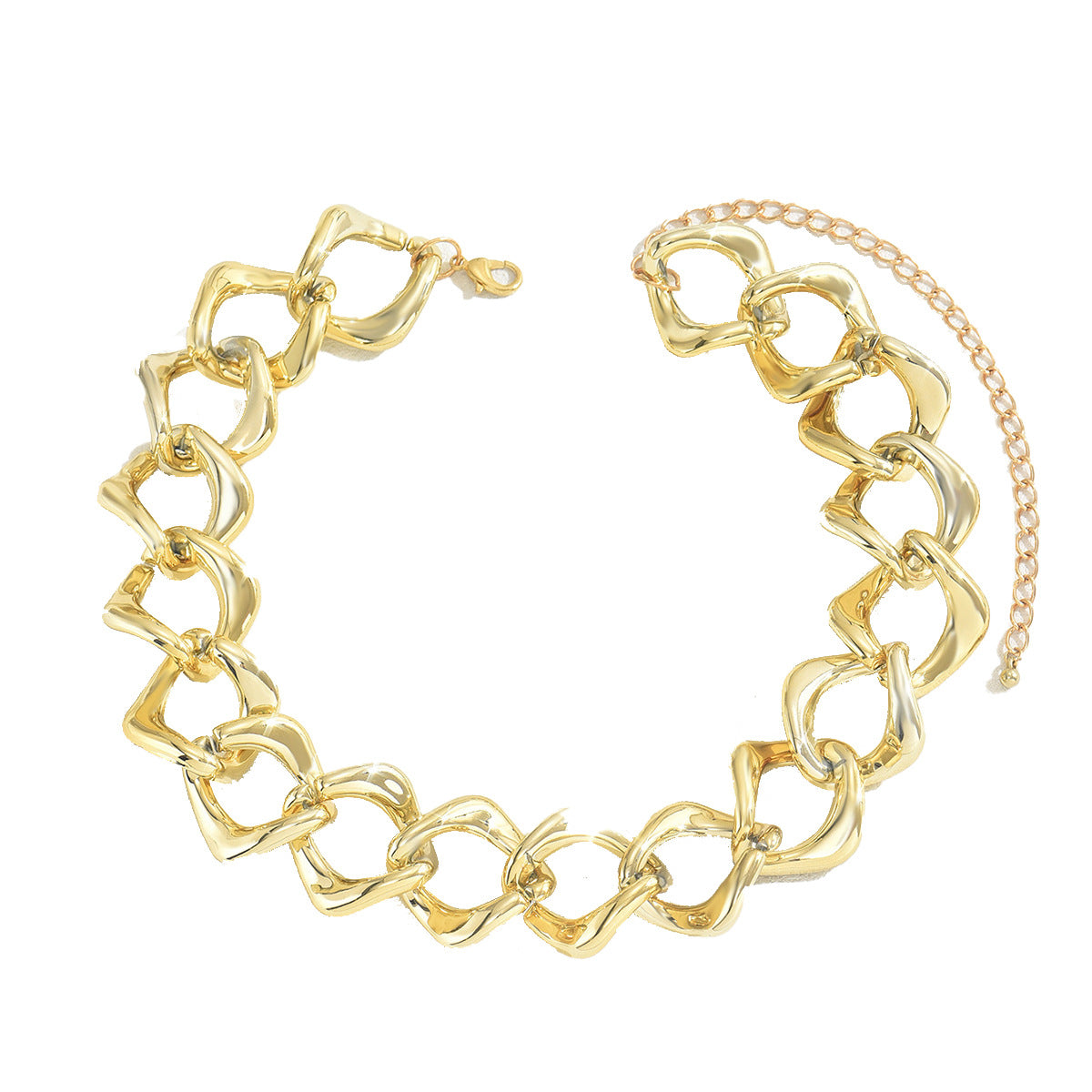 Collana Lunga da Donna con Pendente a U Geometrico CCB Placcato Oro 18K in Stile Hip Hop Americano per Impiegate e Amanti della Moda