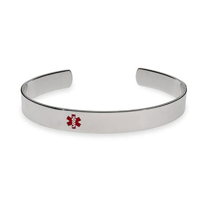Minimalist U-Shaped Stainless Steel Medical Symbol Bracelet for Women with Polished Finish