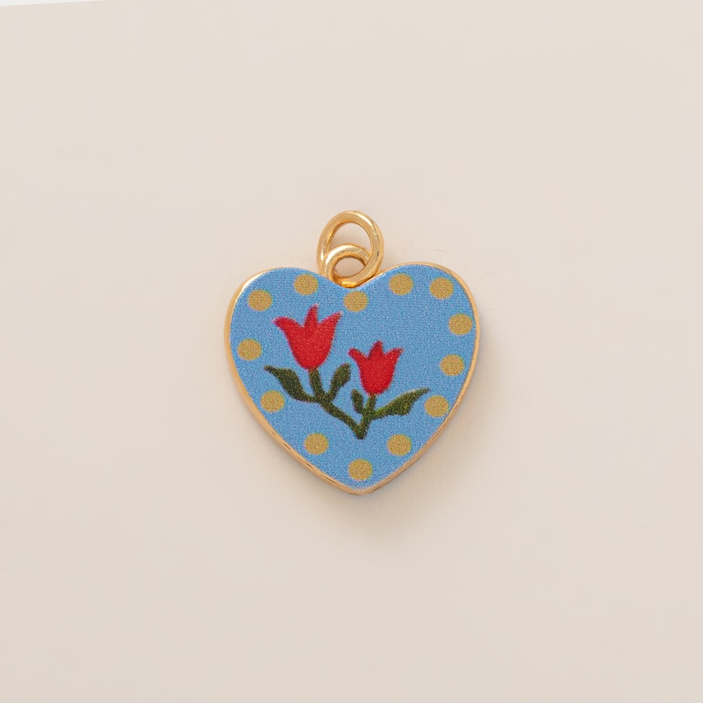 Minimalist Luxury Heart Shaped 18K Gold Plated Brass Pendant with Fruit and Floral Motifs
