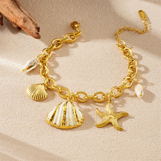 Vacation Gold Plated Star Animal Stainless Steel Bracelet