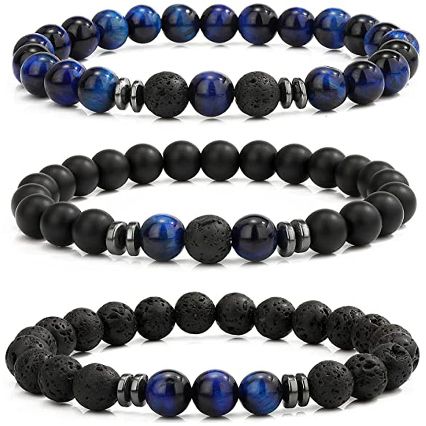 Minimalist Round Agate Geometric Bracelet Set Unisex