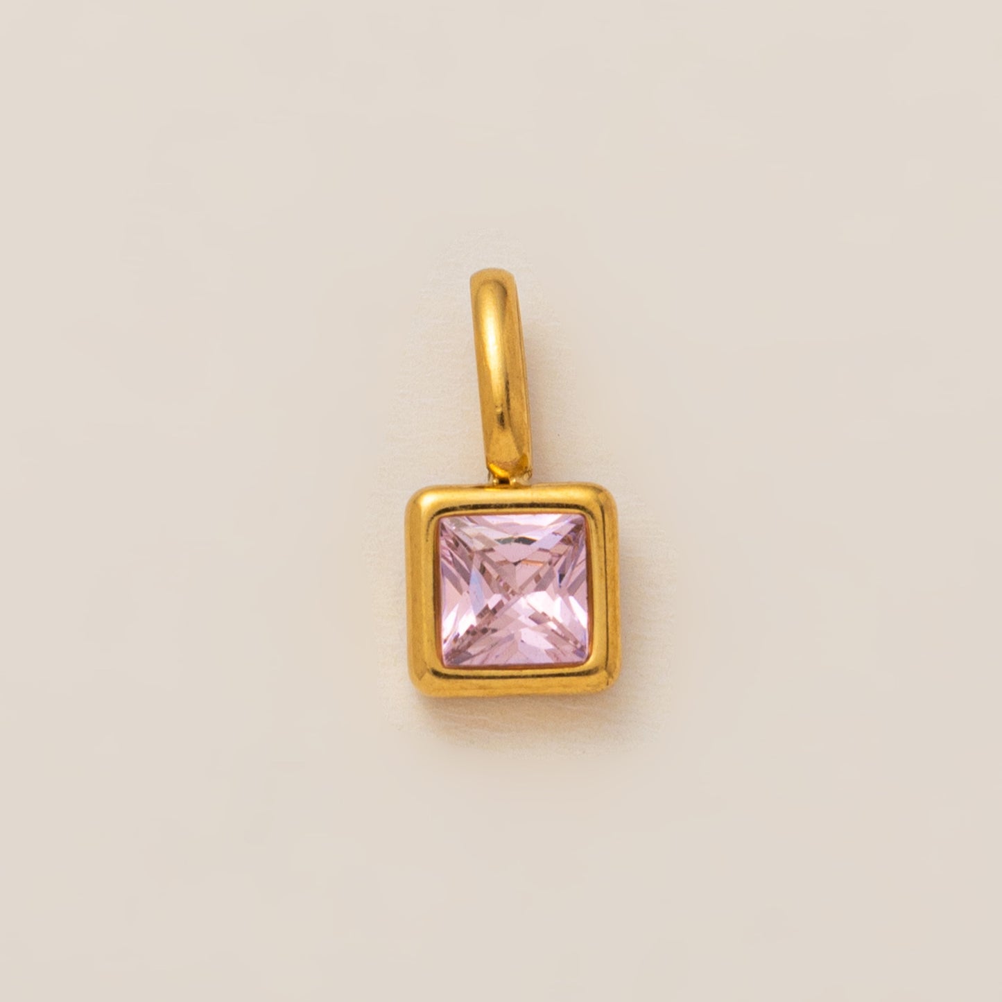 Minimalist 18K Gold Plated Stainless Steel Geometric Charm Bar with Cubic Zirconia