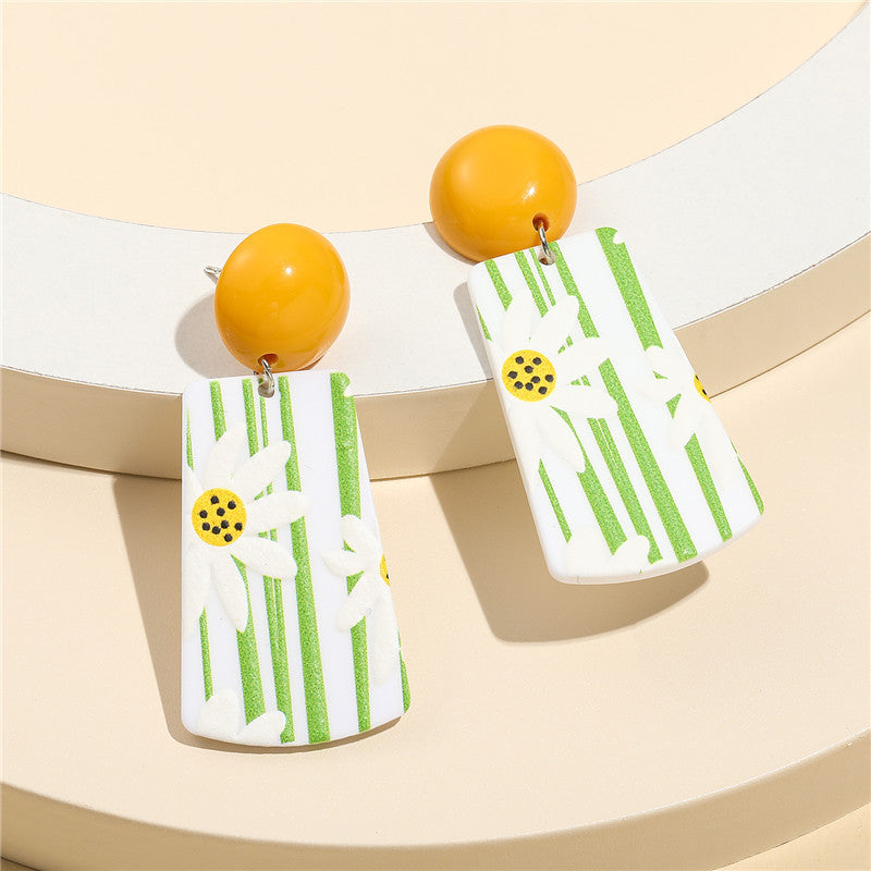 Orecchini acrilici a forma di margherita con perni in argento sterling 925 per bambine, gioielli per bambini stile floreale estivo
