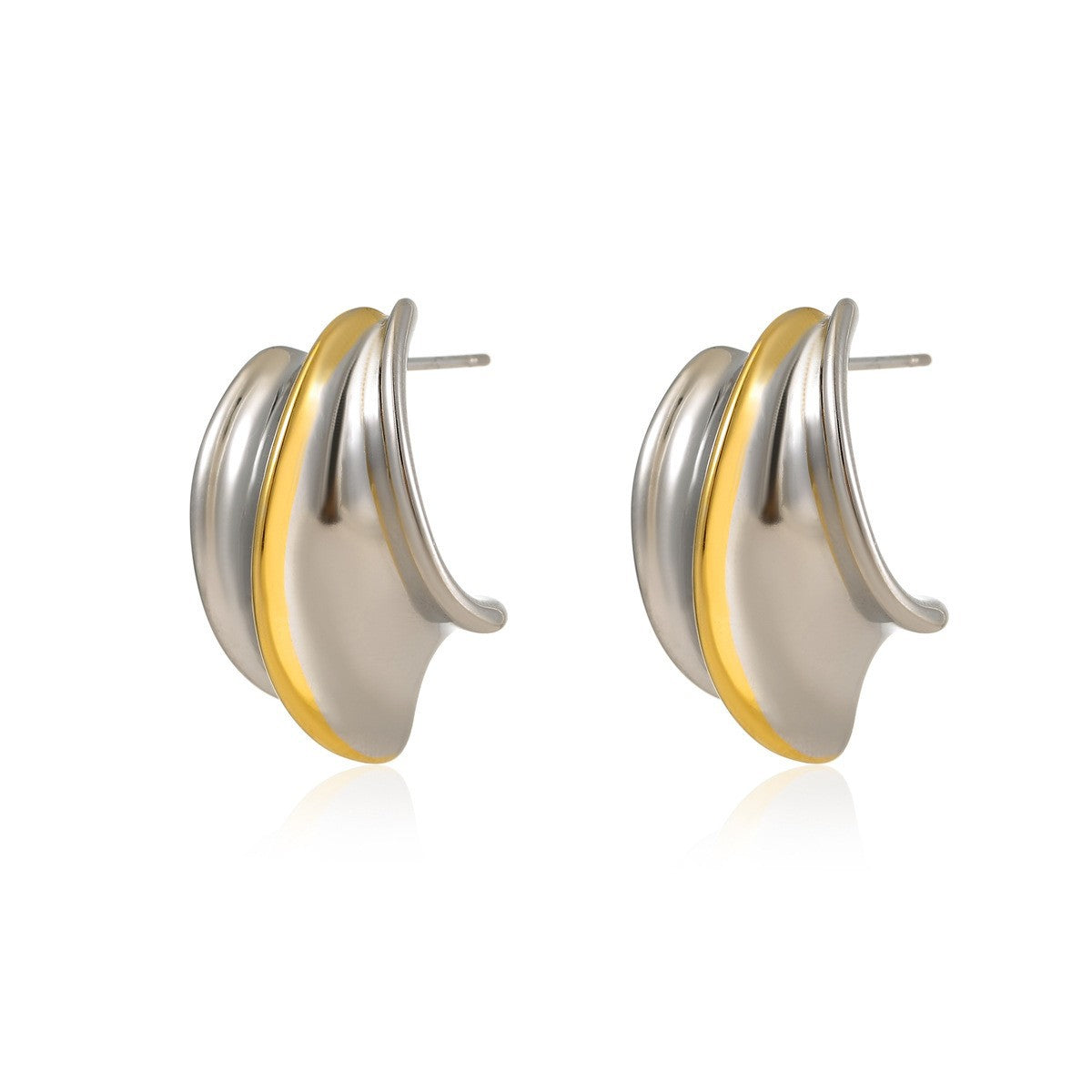 Orecchini Minimalisti Geometrici in Acciaio Inossidabile da Donna Placcati Oro e Argento