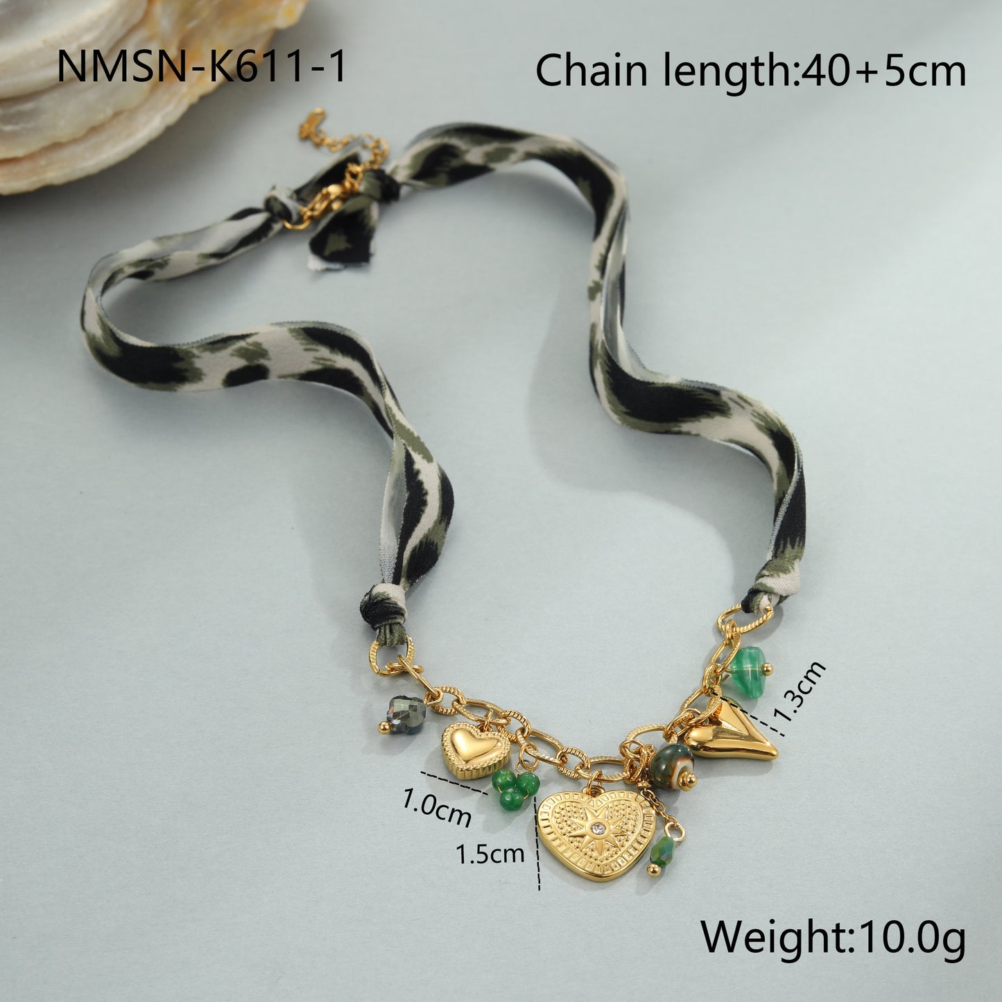 Collar con colgante de corazón de leopardo de moda en acero inoxidable con galvanoplastia para mujer