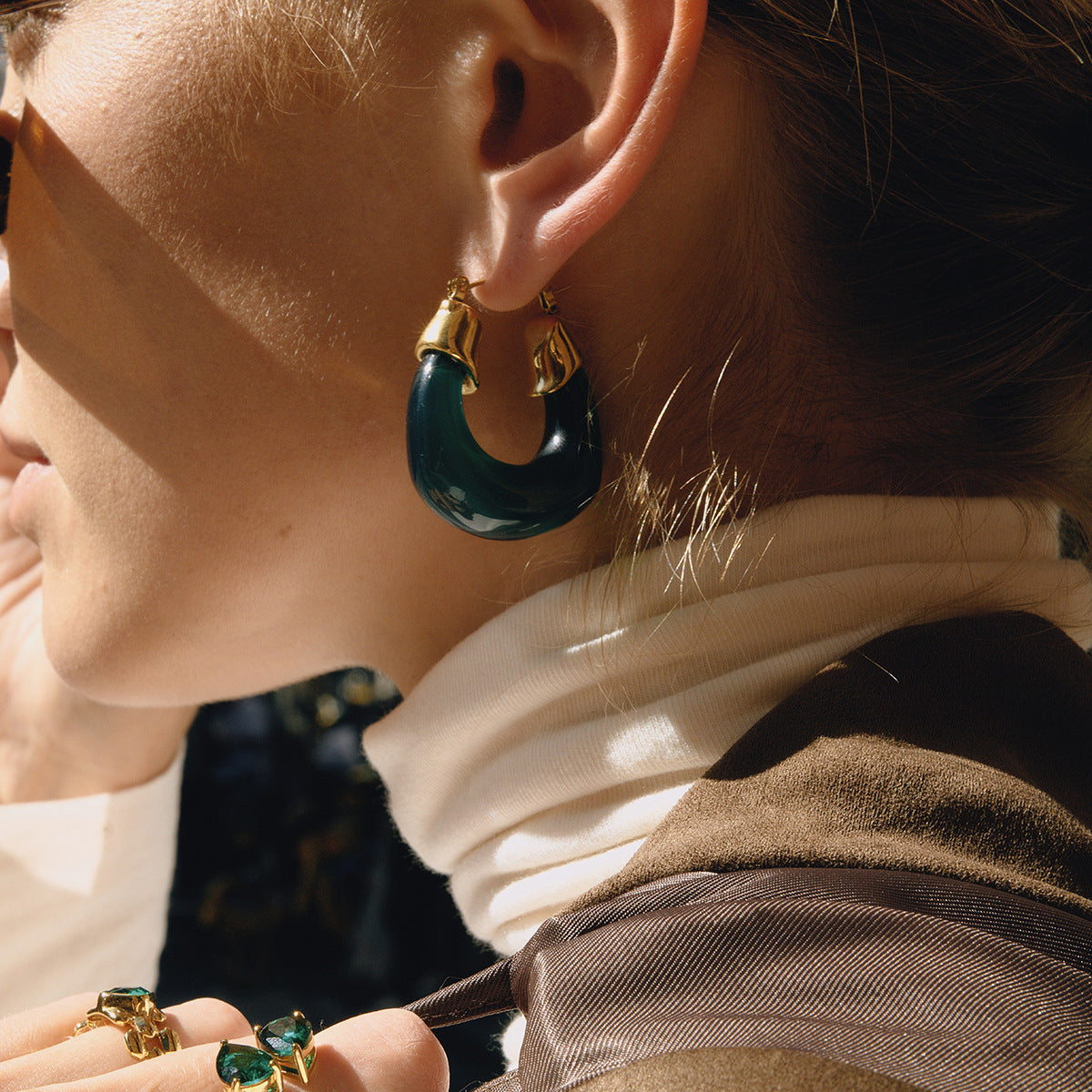 Pendientes de aro geométricos minimalistas de acero inoxidable para mujer con acabado chapado
