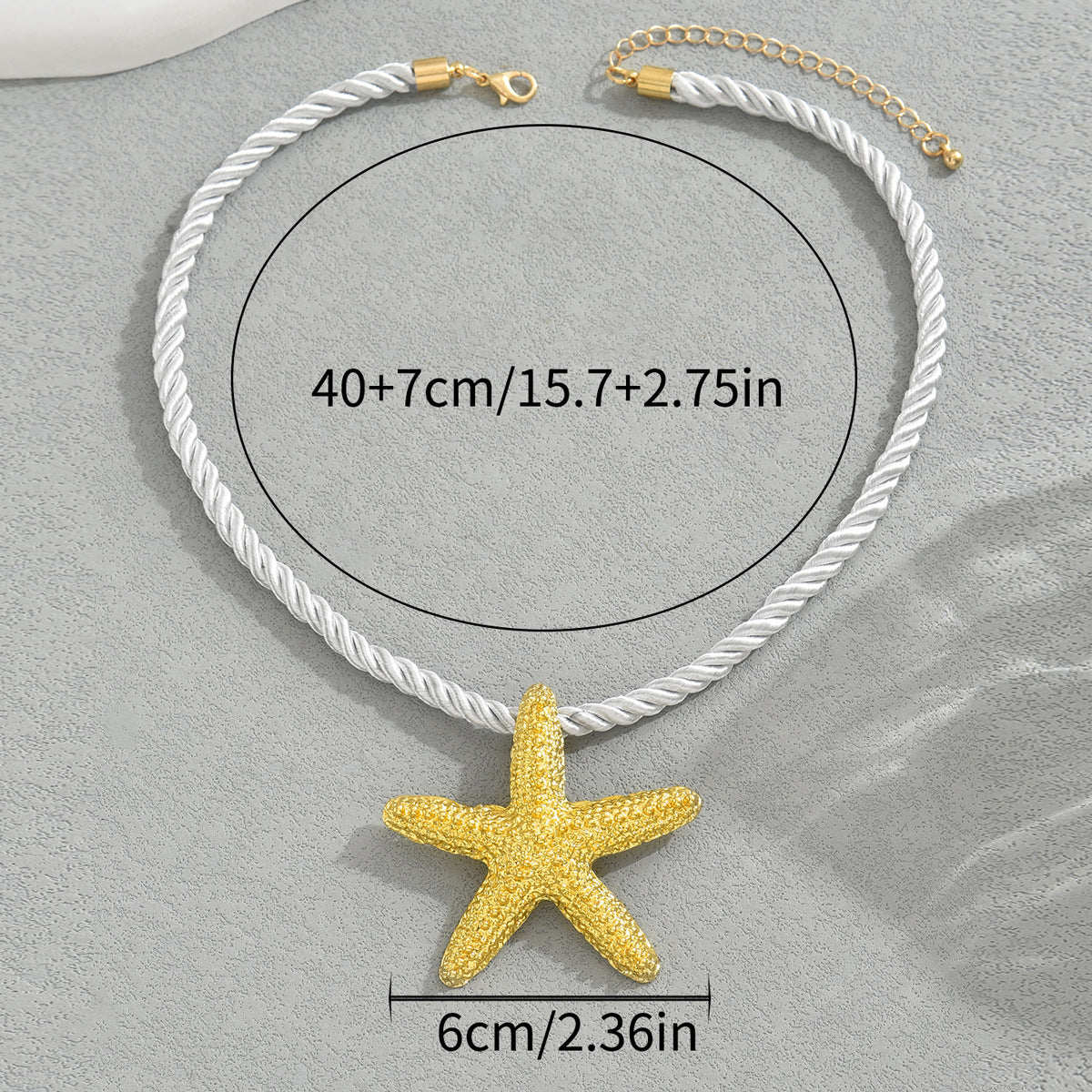 Collar con colgante de estrella de mar minimalista de aleación de zinc con acabado chapado en cadena de cuerda trenzada para estilo veraniego unisex