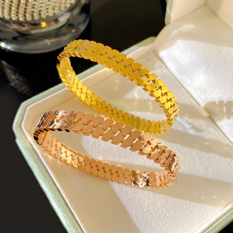Vintage Polka Dot Plated Titanium Steel Double Layer Bracelet