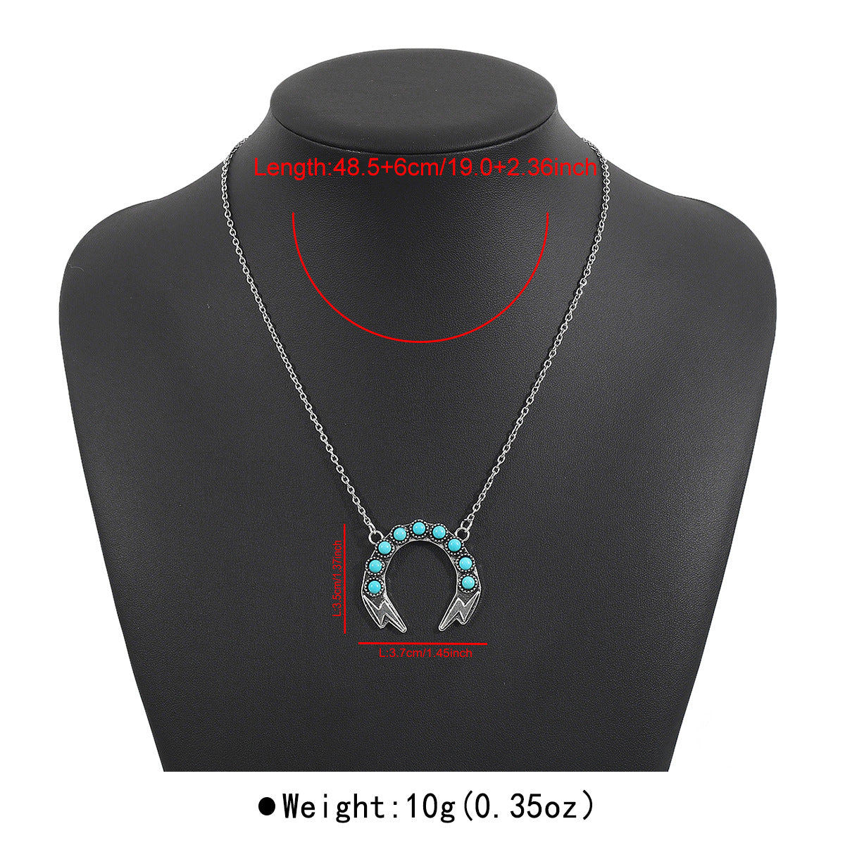 Collana vintage bohémien geometrica in lega con ciondolo turchese e finitura placcata su catena a onda per donna