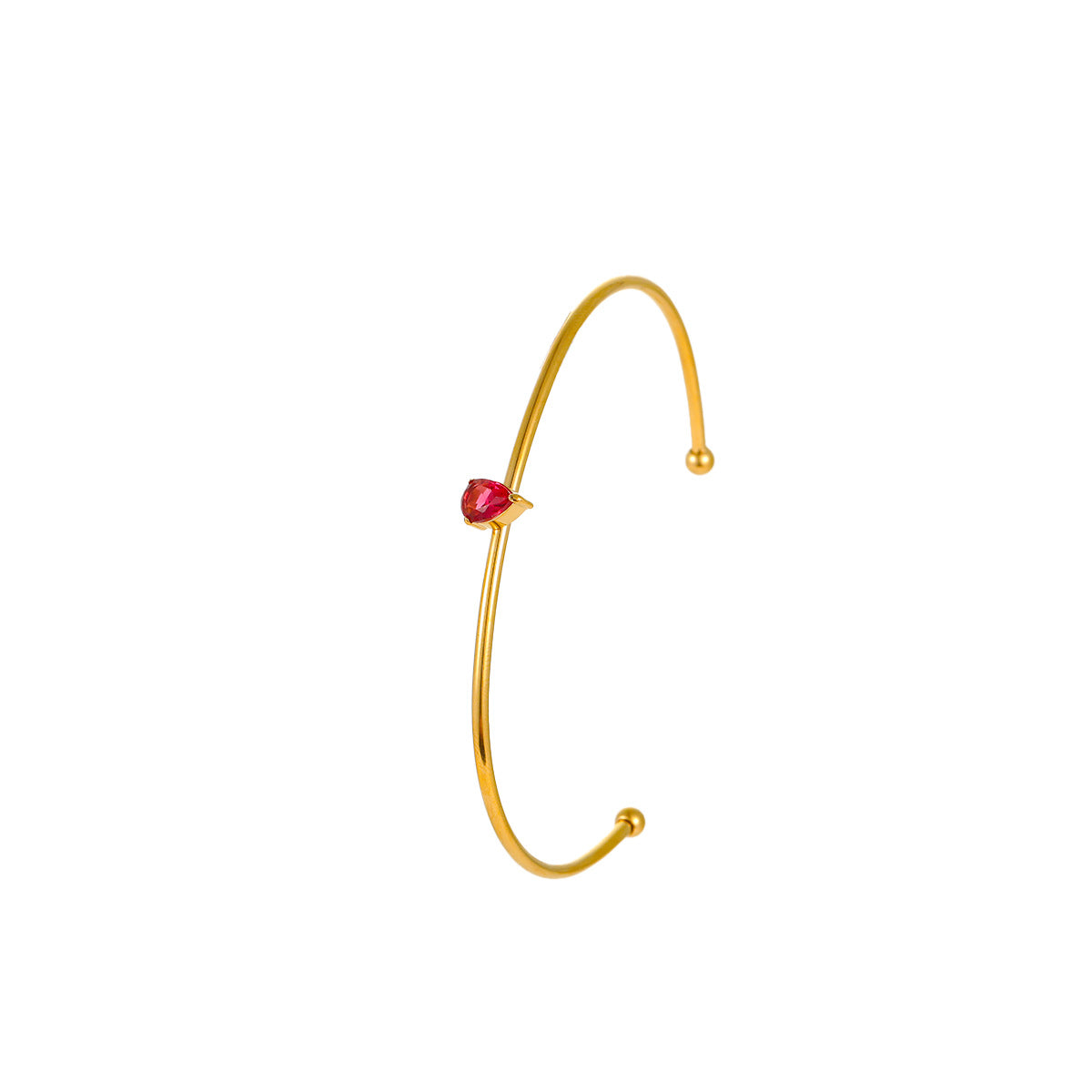 Bracciale minimalista geometrico in acciaio inossidabile con placcatura in oro e intarsio di zirconi colorati come pietra portafortuna