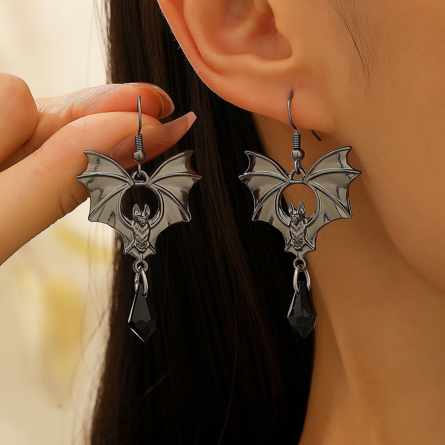 Pendientes colgantes de murciélago y araña estilo gótico para mujer, pendientes de aleación de zinc galvanizados, declaración de moda oscura para Halloween