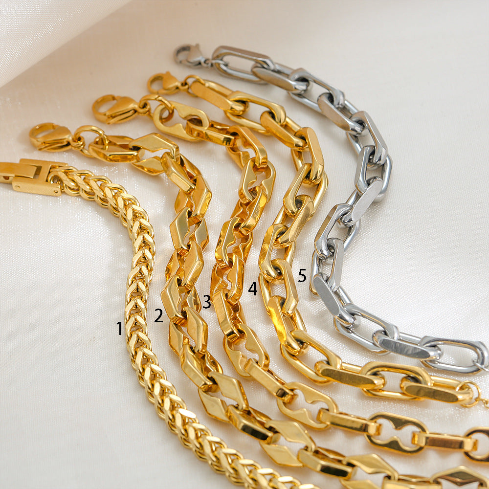 Bracciale Minimalista Cuban Link in Acciaio al Titanio Placcato Oro 18K per Donna e Uomo