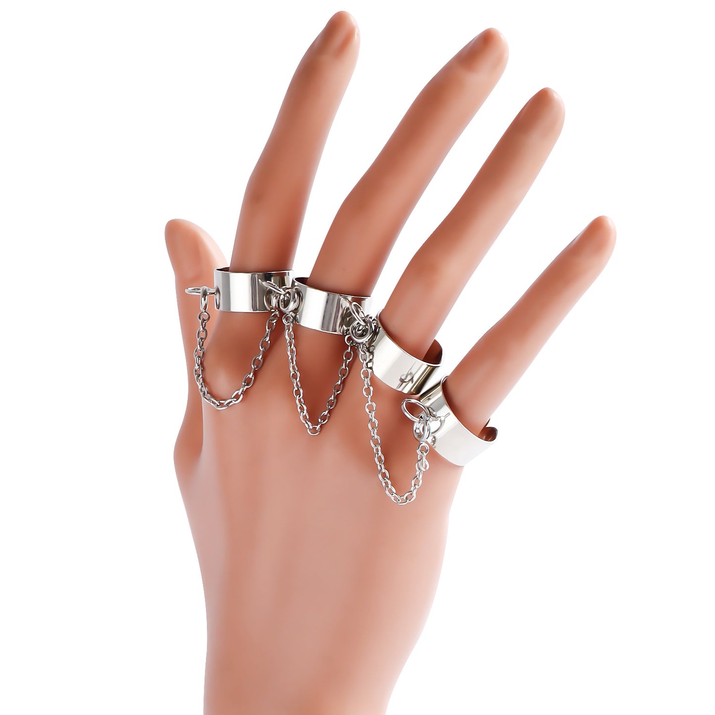Punk Style Adjustable Butterfly-Shaped Geometric Metal Ring Set for Women with Plated Finish