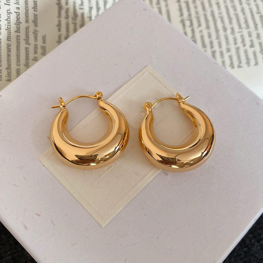 Orecchini a perno geometrici minimalisti in metallo con finitura placcata da donna, gioielli per l'orecchio lussuosi, alla moda e versatili per tutti i giorni