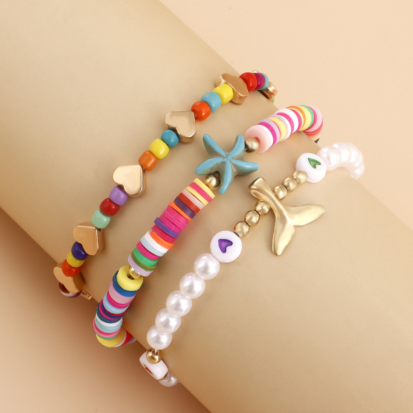 Bohemian Starfish Bracelet for Women in Alloy with Plated Finish Geometric Design Beach Mermaid Tail Theme