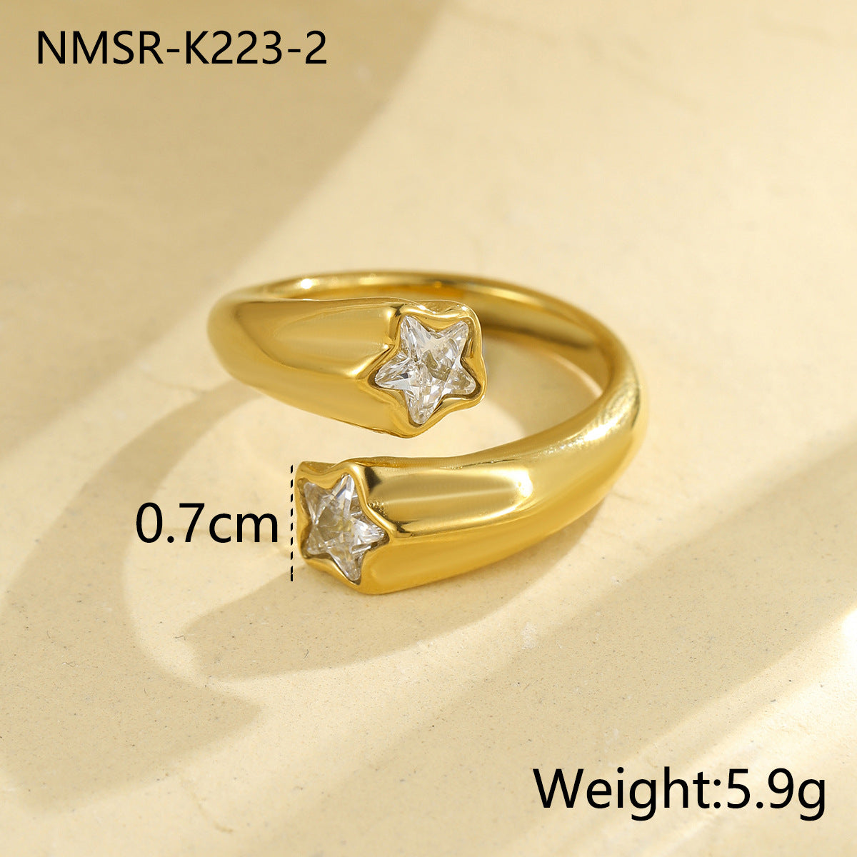 Anillo de lujo geométrico de acero inoxidable con incrustaciones de pedrería para mujer, accesorio de moda de alta gama galvanizado
