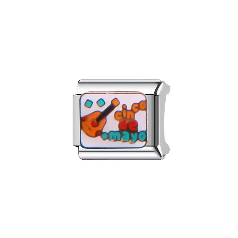 Sweet Cartoon Character Stainless Steel Plated DIY Charm Bar Watch Strap